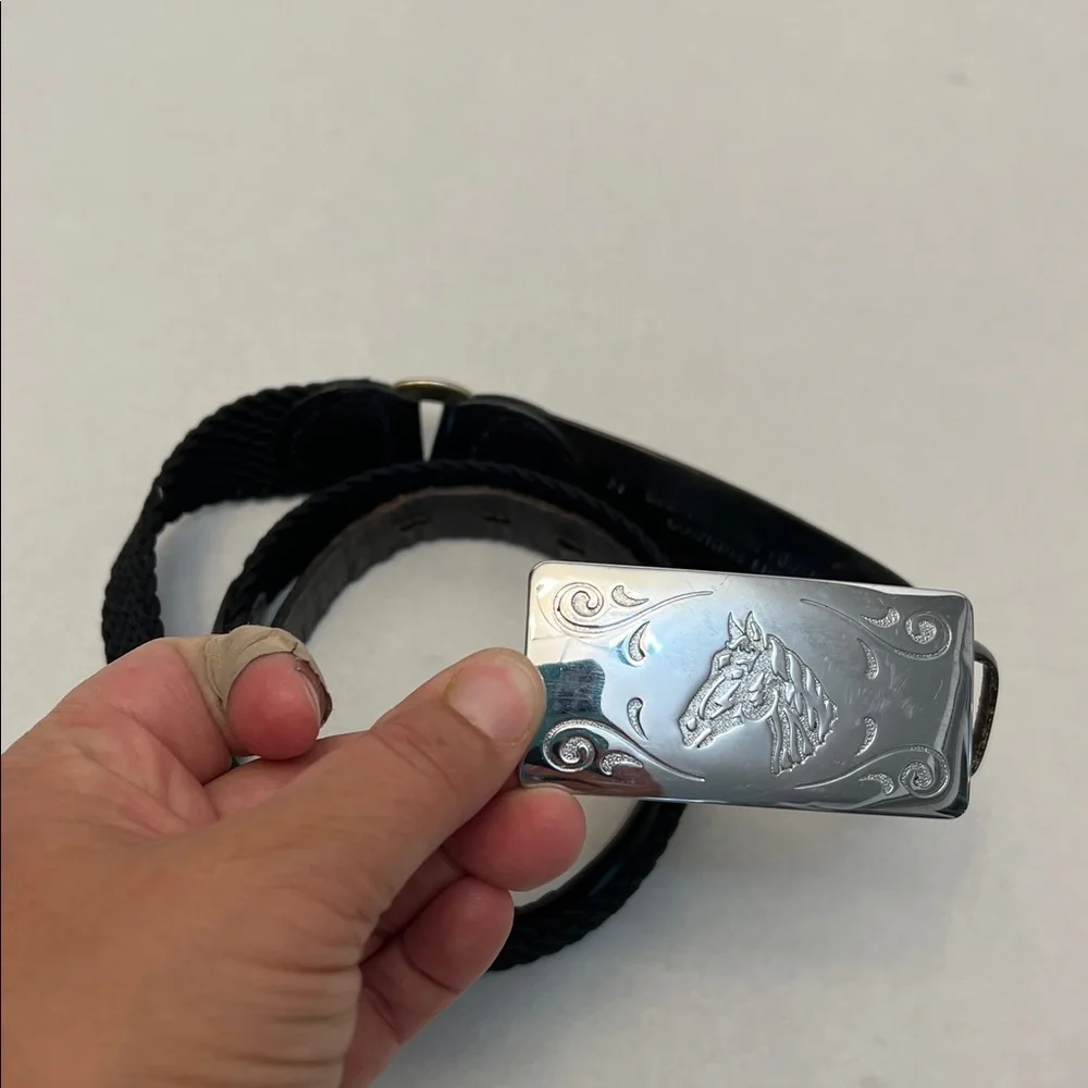 TEX TAN WESTERN BELT WITH SILVER HORSE BUCKLE CHAMBERS CO.